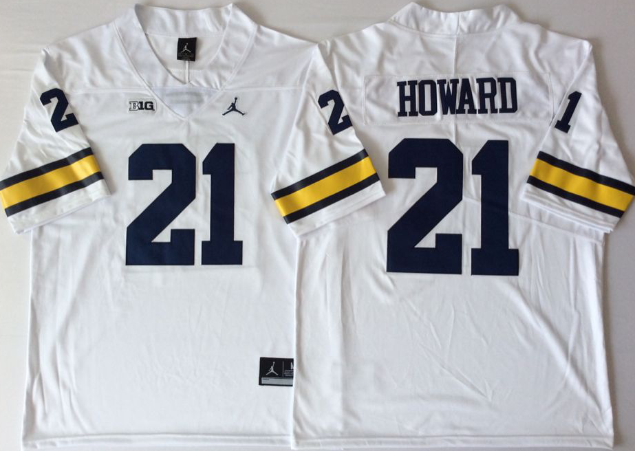 NCAA Men Michigan Wolverines White #21 HOWARD